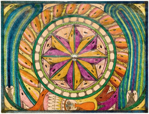Adolf W&ouml;lfli, Bangali Firework (B&auml;nggaalisches Feuerw&auml;rk),&nbsp;1926, Crayon de couleur sur papier, 18.5 x 24.5 inches (47 x 62.2 cm)